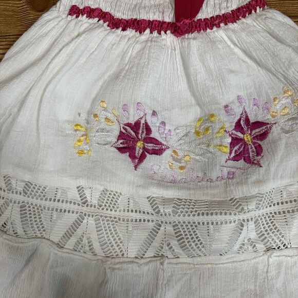 Embroidered Mexican Dress Girls White Flower Patterns 24” Length - Picture 16 of 16